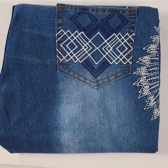 Jeans Native American Style Stitch Faded Jeans - Picture 7 of 8